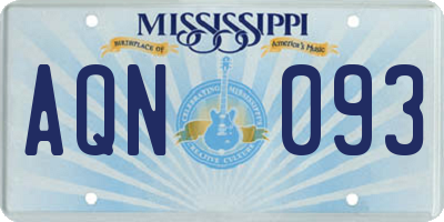 MS license plate AQN093