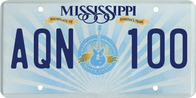 MS license plate AQN100