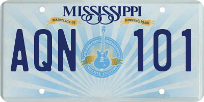 MS license plate AQN101