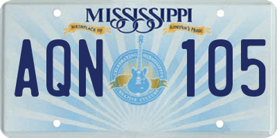 MS license plate AQN105