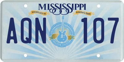 MS license plate AQN107