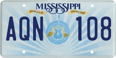 MS license plate AQN108