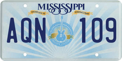 MS license plate AQN109