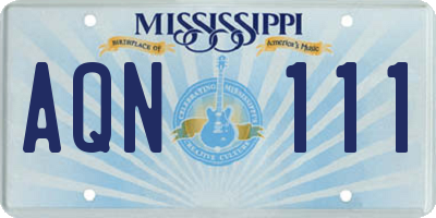 MS license plate AQN111