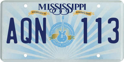 MS license plate AQN113