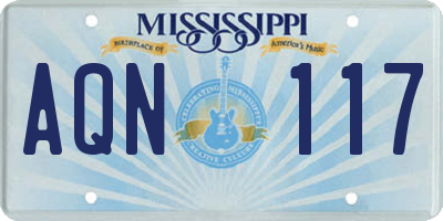 MS license plate AQN117