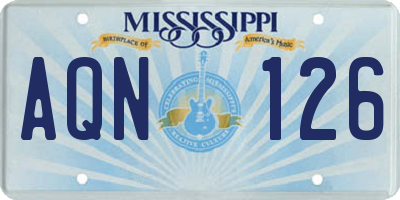 MS license plate AQN126