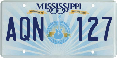 MS license plate AQN127