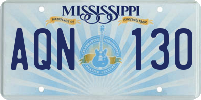 MS license plate AQN130