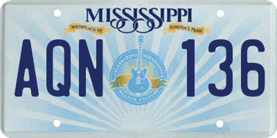 MS license plate AQN136
