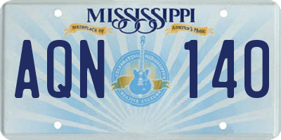 MS license plate AQN140