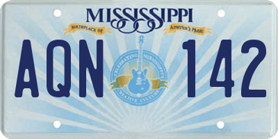 MS license plate AQN142