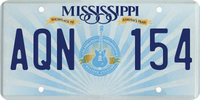 MS license plate AQN154