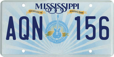 MS license plate AQN156