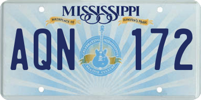 MS license plate AQN172