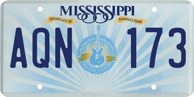 MS license plate AQN173