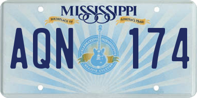 MS license plate AQN174