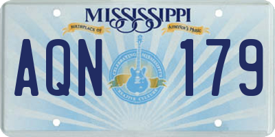 MS license plate AQN179