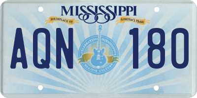 MS license plate AQN180