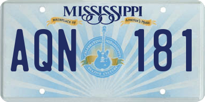 MS license plate AQN181