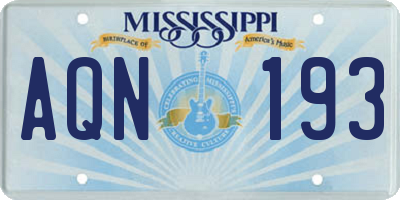 MS license plate AQN193