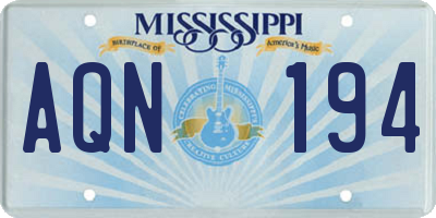 MS license plate AQN194
