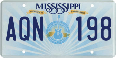 MS license plate AQN198