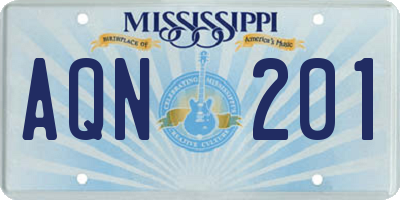 MS license plate AQN201