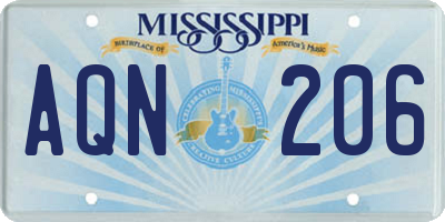 MS license plate AQN206