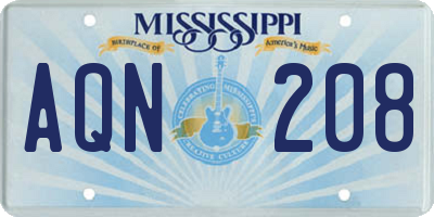 MS license plate AQN208