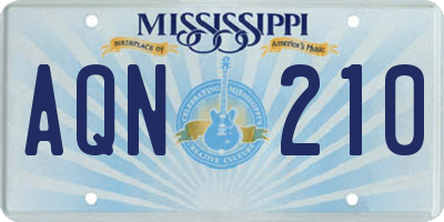 MS license plate AQN210