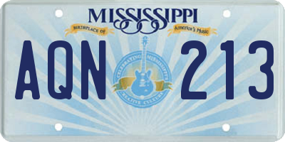 MS license plate AQN213
