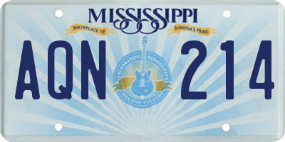 MS license plate AQN214