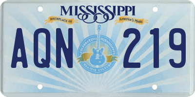 MS license plate AQN219