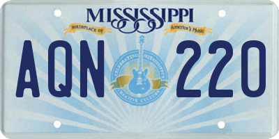 MS license plate AQN220