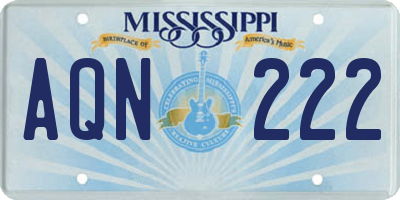 MS license plate AQN222
