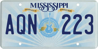 MS license plate AQN223