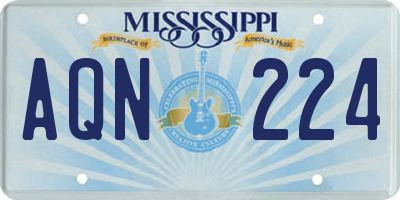 MS license plate AQN224