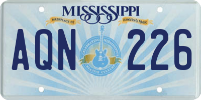 MS license plate AQN226