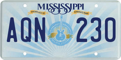 MS license plate AQN230