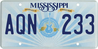 MS license plate AQN233