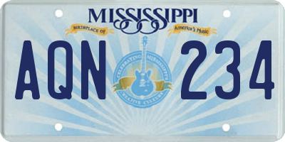 MS license plate AQN234