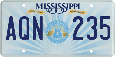 MS license plate AQN235