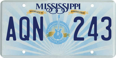 MS license plate AQN243