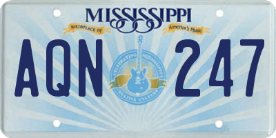 MS license plate AQN247