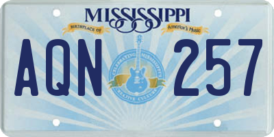 MS license plate AQN257