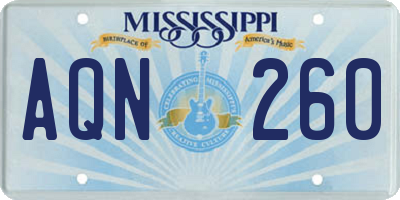 MS license plate AQN260