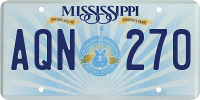MS license plate AQN270