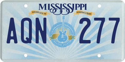 MS license plate AQN277