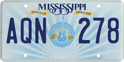 MS license plate AQN278